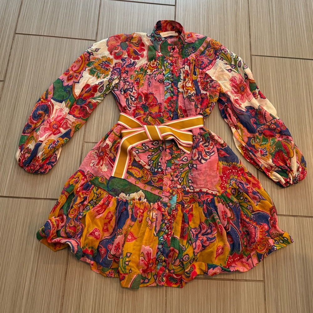 ZIMMERMANN Lovestruck Mini Dress in Mixed Paisley Size 1 - Picture 3 of 9